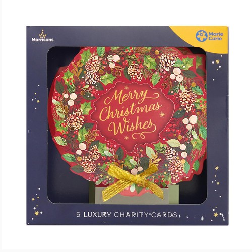 Morrisons Luxury Wreath Cards Packaged Cards 5Pk