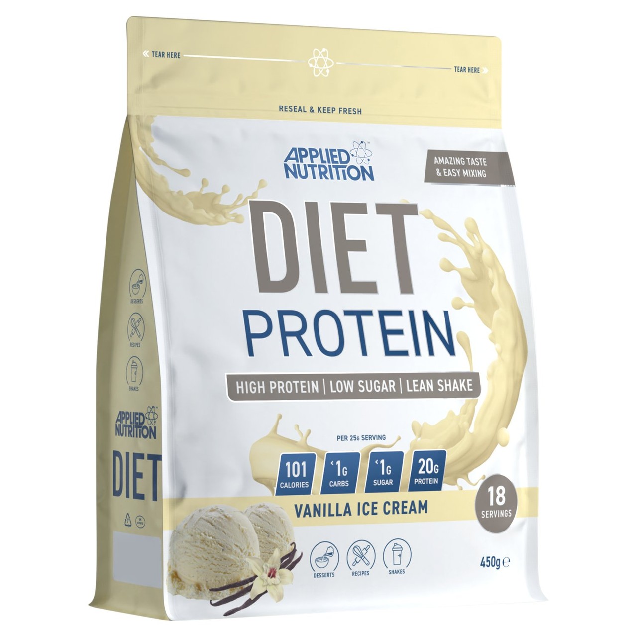 Applied Nutrition Diet Protein Powder Vanilla Ice Cream 450g