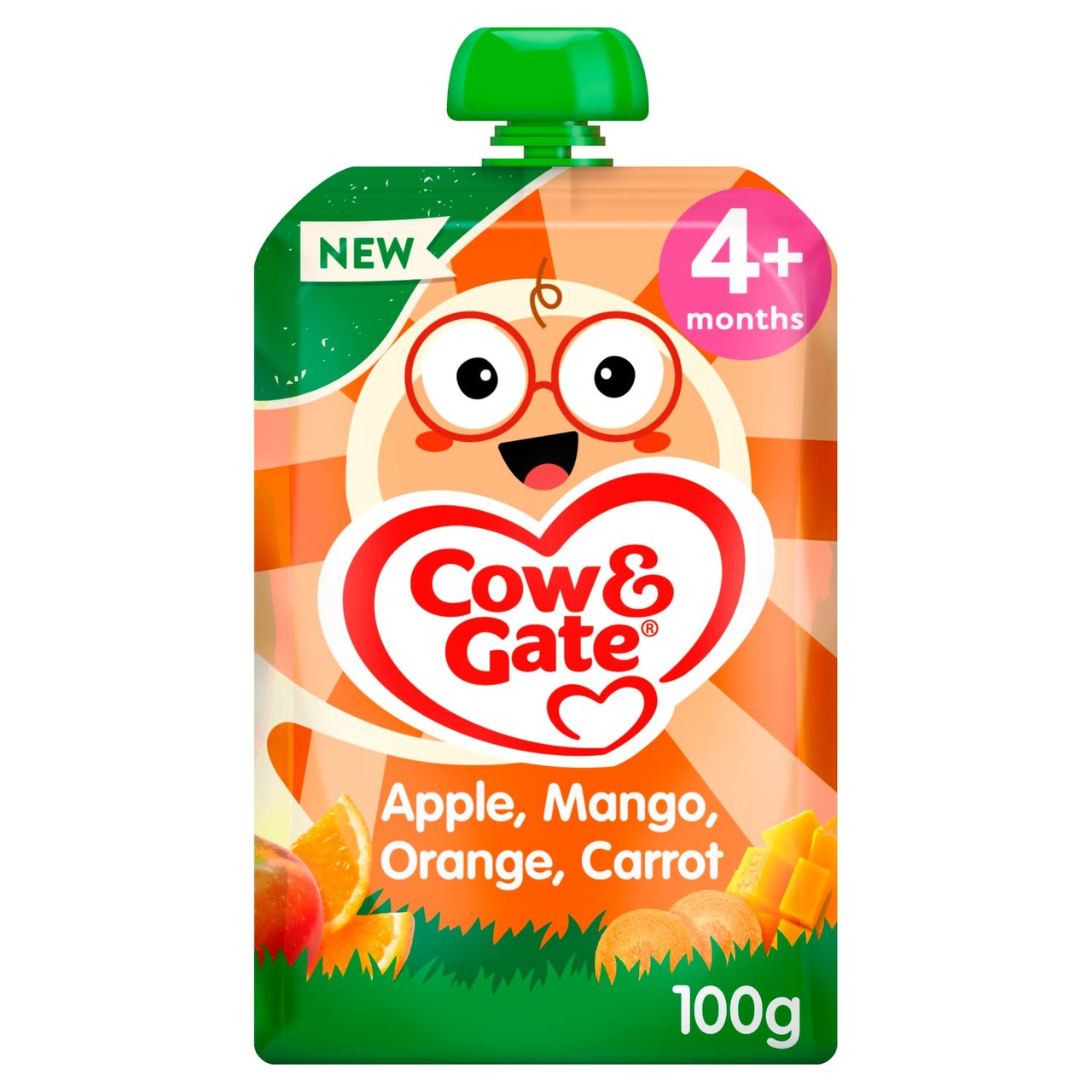 Cow & Gate Fruit Pouch Apple Mango Orange & Carrot Baby Food 4+ Months 100g