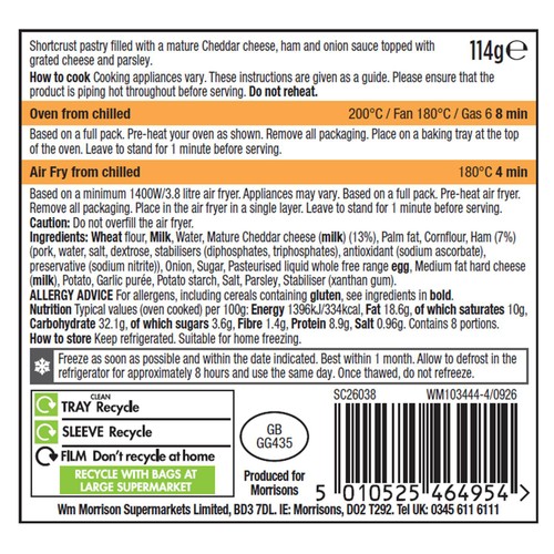 Morrisons Cheese & Ham Tartlet 114g