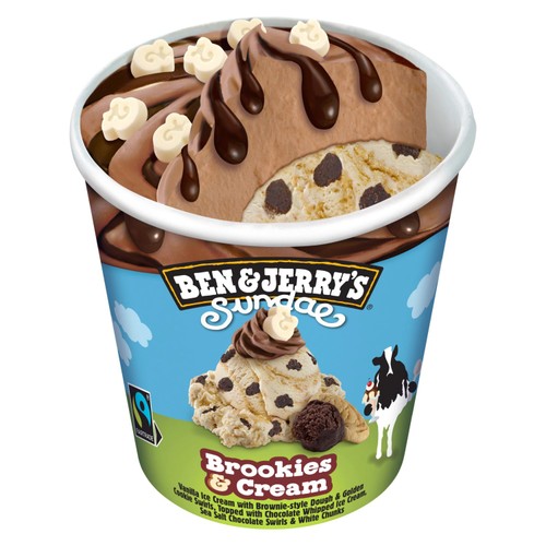 Ben & Jerry's Sundae Brookies & Cream Ice Cream Tub   427ml