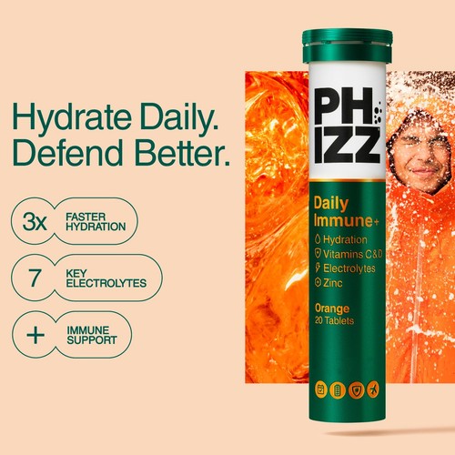Phizz Immune Orange Electrolytes & Vitamins Effervescent  20 Pack