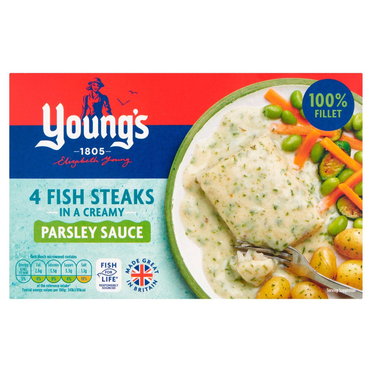 Image of Young's 4 Fish Steaks In Parsley Sauce