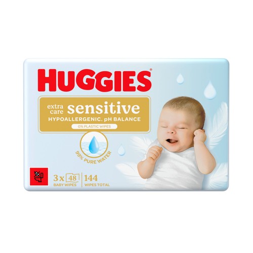 Huggies Pure Extra Care Sensitive Plastic Free Baby Wipes x 48