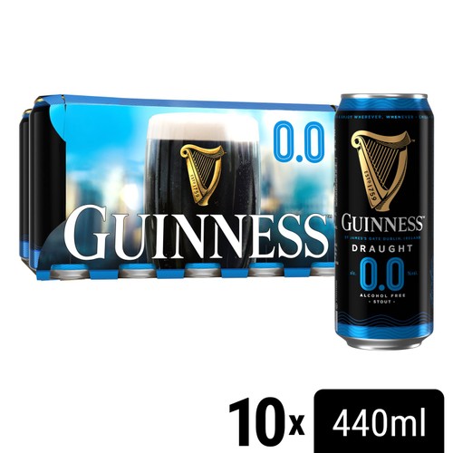 Guinness Draught Alcohol Free Stout Beer 0.0% vol Cans 10x440ml