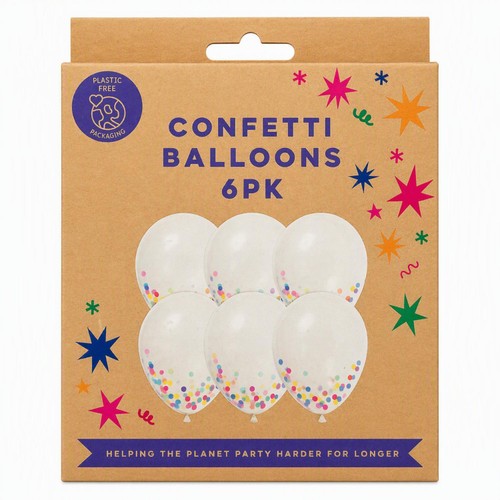 Mad Party Confetti Latex Balloons 6Pk