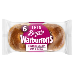 Warburtons Thin Cinnamon & Raisin Bagels 6 Pack