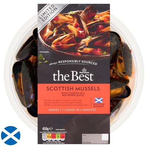 Morrisons The Best Scottish Mussels Chorizo & Smoked Pepper Sauce 450G