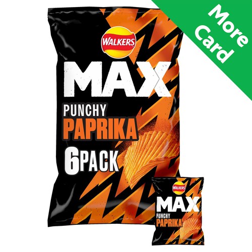 Walkers Max Punchy Paprika Multipack Crisps 