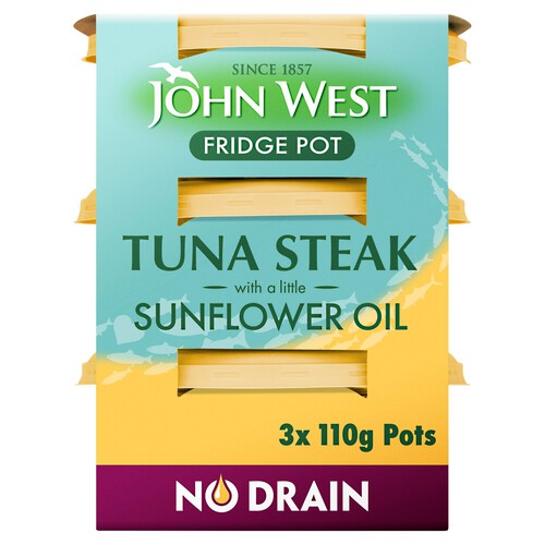 John West No Drain Fridge Pot Tuna Steak In Sunflower Oil (3x110g)