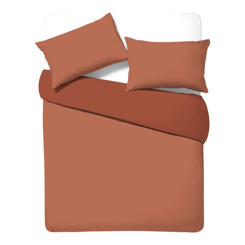 Nutmeg Easy Care Terracotta Reversible Duvet Set King