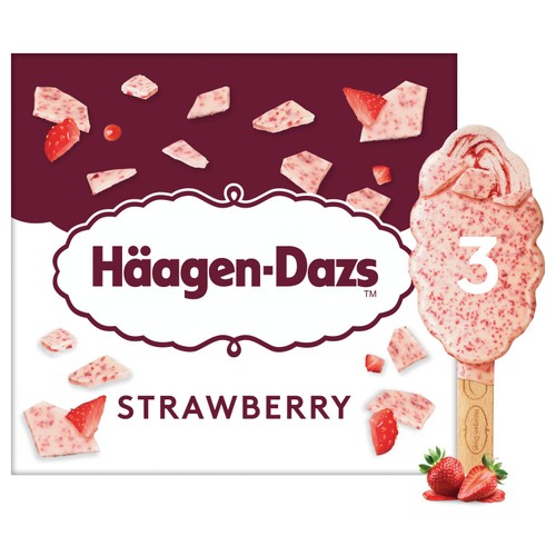 Haagen-Dazs Creamy Strawberry Ice Cream Sticks   3 x 80ml