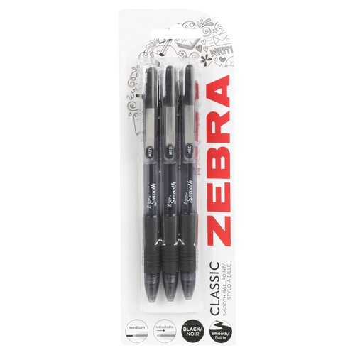 Zebra Classic Smooth Black Ballpoint Pens