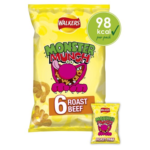 Walkers Monster Munch Roast Beef Multipack Snacks Crisps