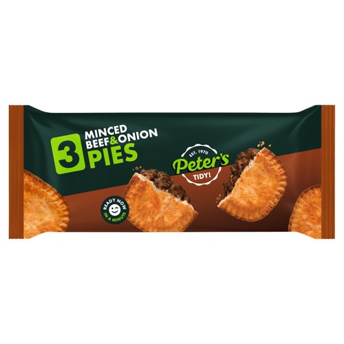 Peter's Mince Beef & Onion Pies   3 Pack