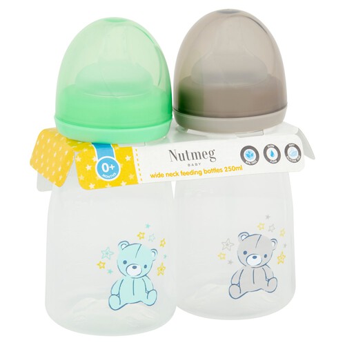 Nutmeg Wide Neck Feeding Bottles 0M+ Morrisons Online Groceries