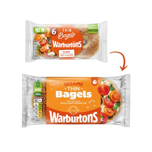 Warburtons 6 Sesame Thin Bagels