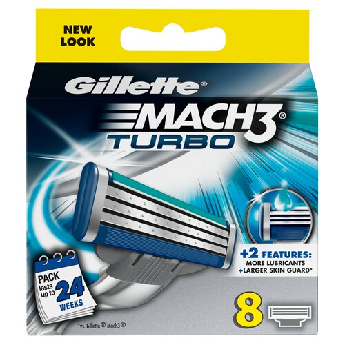 Gillette Mach 3 Turbo Razors For Men 8 Refill Razor Blades Gillette Mach 3 Turbo Razors For Men 8 Refill Razor Blades