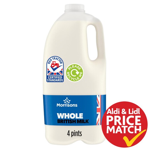 Morrisons British Whole Milk 4 Pint