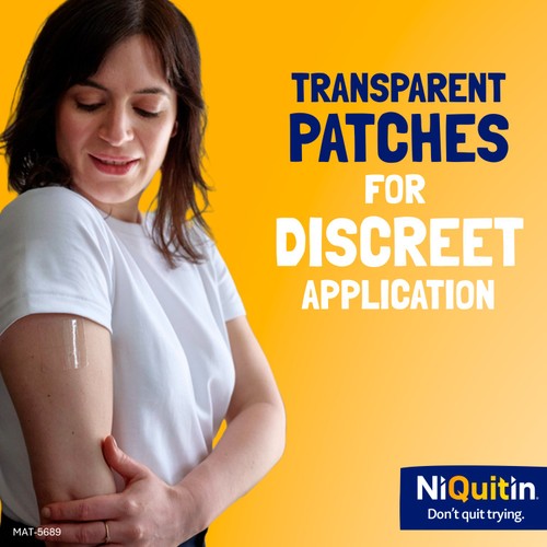 NiQuitin Clear Patch - Step 2 14mg, 7 Nicotine Patches - Stop Smoking Aid