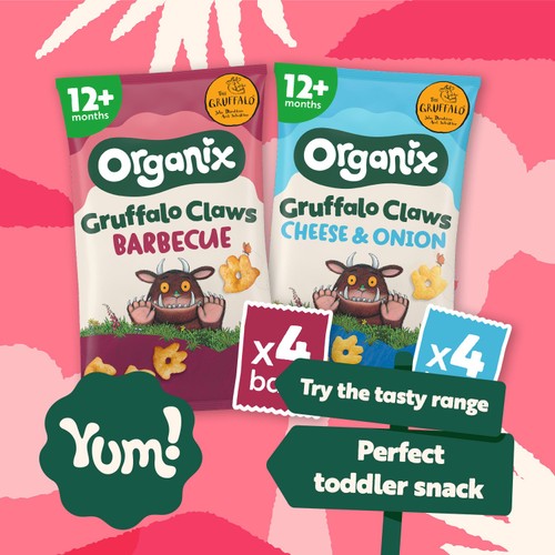 Organix BBQ Gruffalo Claws Multipack Organic Toddler Snack 4x15g 12 months+