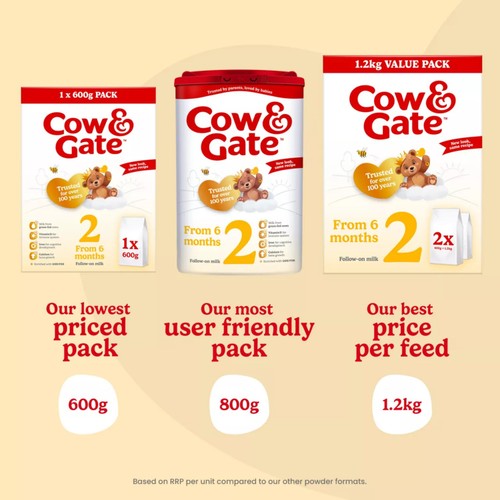 Cow & Gate 2 Follow On Baby Milk Formula Powder 6-12 Months Big Pack