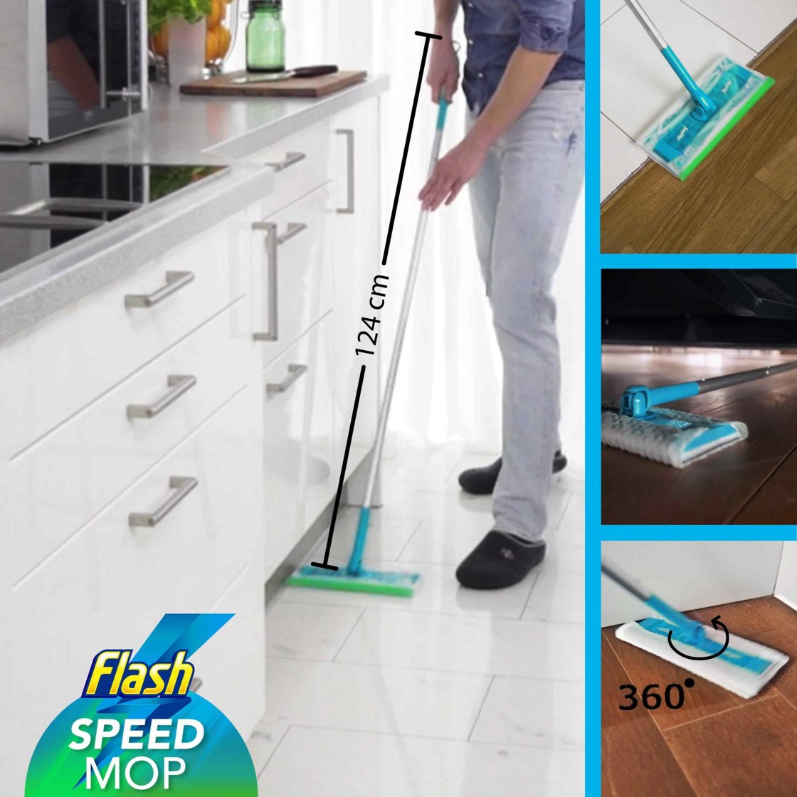 Flash Speed Mop Starter Kit Power Mop Refills With 16 Pads Floor Cleaning Absorbing Lock Home Surface Pad 477392