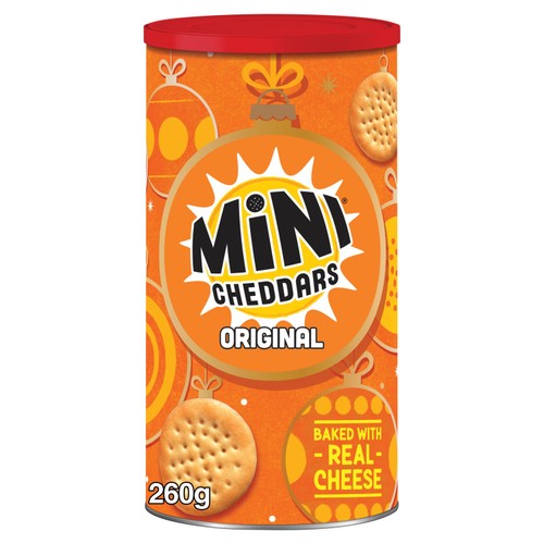 Jacob's Mini Cheddars Original Baked Snacks Christmas Tub  260g