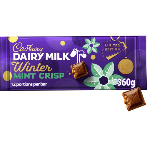 Cadbury Dairy Milk Winter Mint Crisp Chocolate Bar 