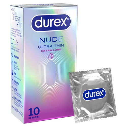 Durex Nude Extra Lube Condoms 10 Pack