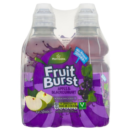Morrisons no added sugar fruit burst apple blackcurrant juice drink