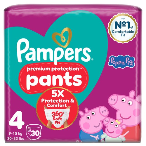 Pampers Premium Protection Nappy Pants Size 4, 30 Nappies Essential Pack