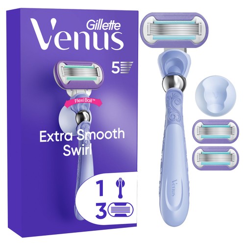 Venus Swirl Flexiball Razor for Women and 3 Refill Razor Blades