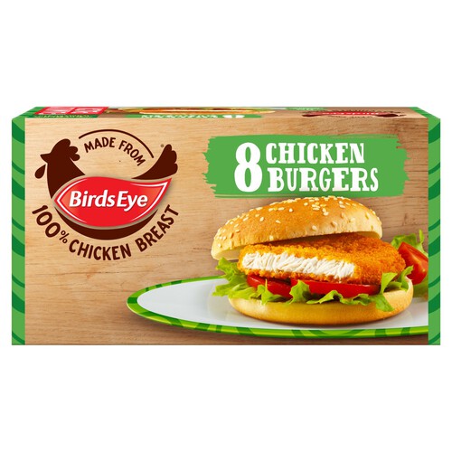 Birds Eye 8 Wholegrain Breaded Chicken Burgers 