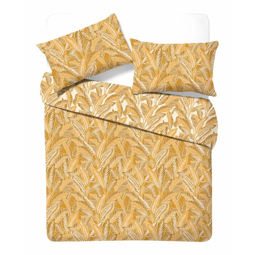 Nutmeg Home Easy Care Ochre Leaf Duvet Set Double