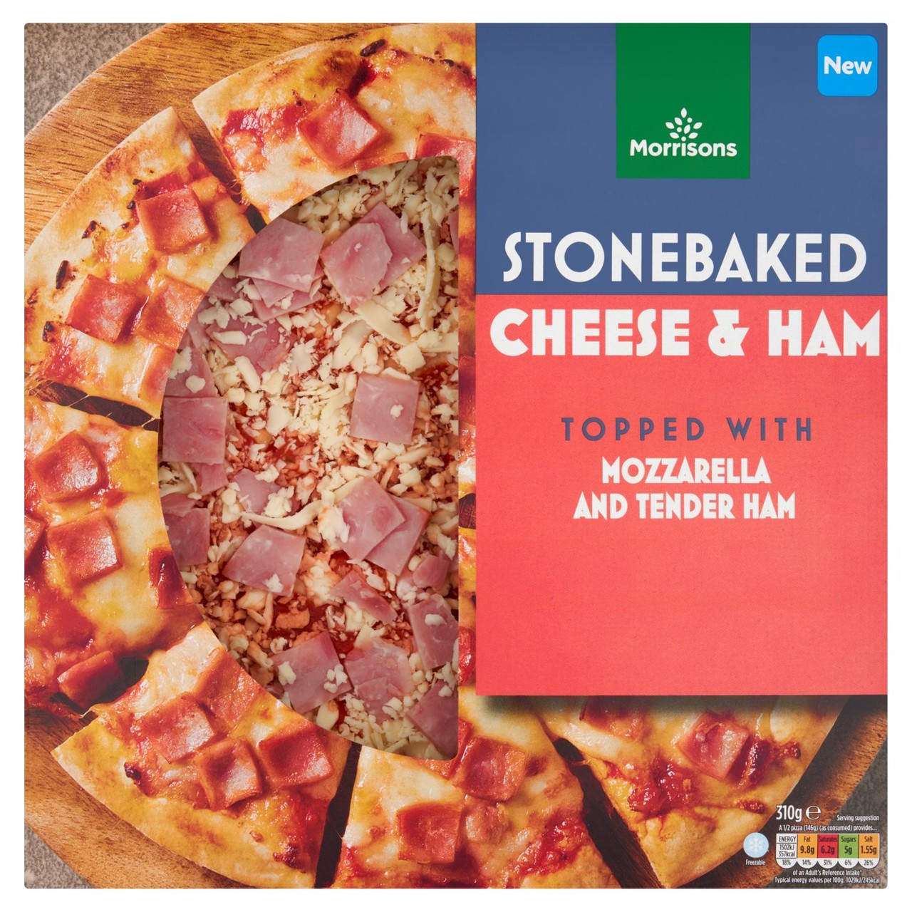 Morrisons Stonebaked Pizza Cheese And Ham 310g