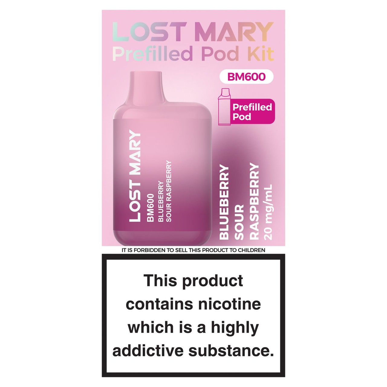 Lost Mary BM600 Prefilled Kit Blueberry Sour Raspberry