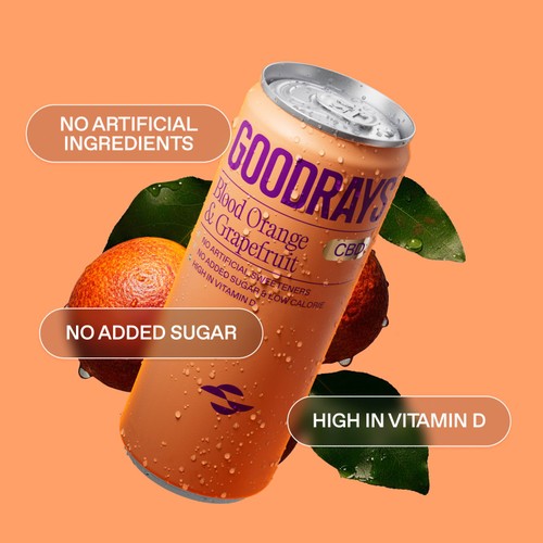 Goodrays CBD Infused Sparkling Orange & Grapefruit 