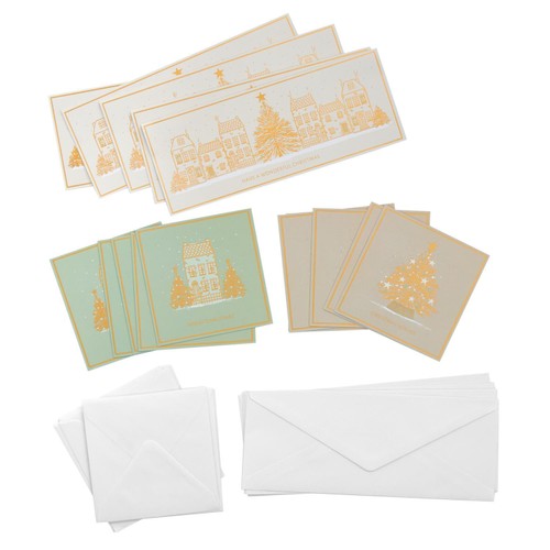 Morrisons Trio Gold Houses And Tree Cards 15 Pack