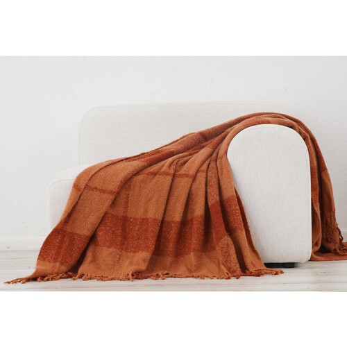 Nutmeg Home Terracotta Check Throw 150 x 200cm