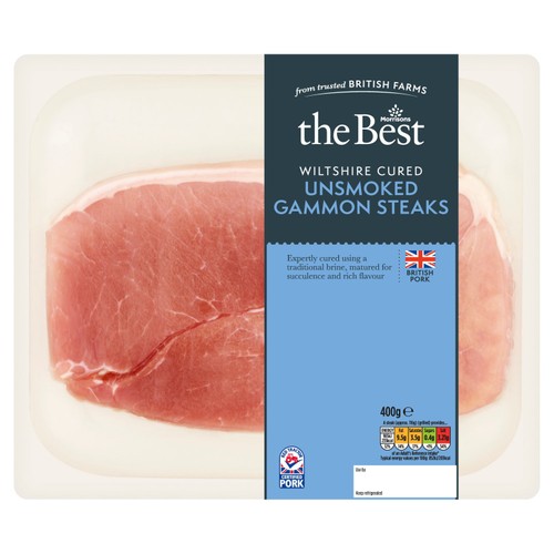 Morrisons The Best Wiltshire Cured Unsmoked Gammon Steaks 400G