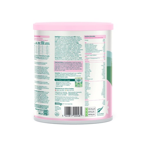 Nanny Care Stage 1 First Infant Milk Goat Milk From Birth 800g