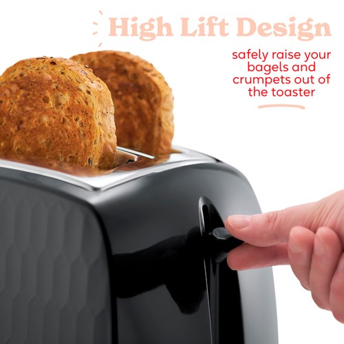 Russell Hobbs Black Honeycomb 2 Slice Toaster 