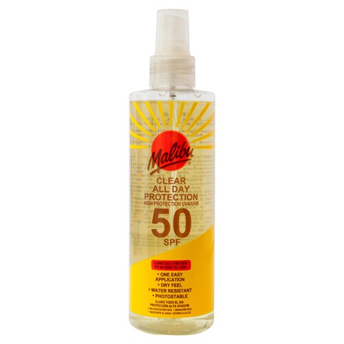 Malibu Clear Protection All Day Spray Pump Spf 50 