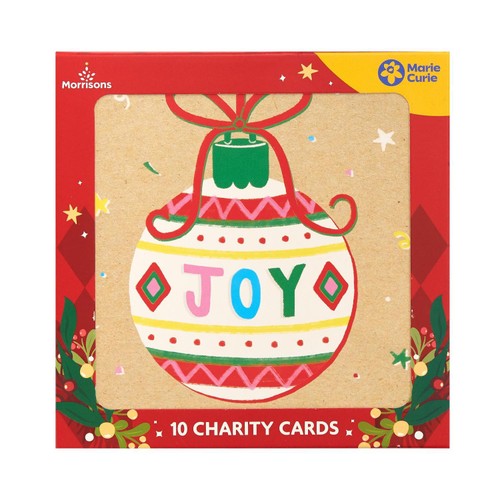 Morrisons Joy Bauble Square Cards Packaged Cards 10Pk