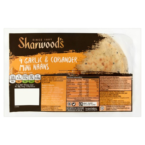 Sharwood's 4 Garlic & Coriander Mini Naans