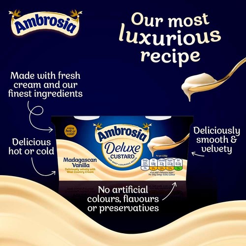 Ambrosia Deluxe Madagascan Vanilla Custard Dessert Snack Pots 2 x 120g