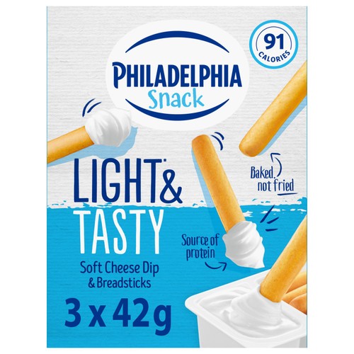 Philadelphia Snack Soft Cheese Dip & Breadsticks 3 Pack Multipack