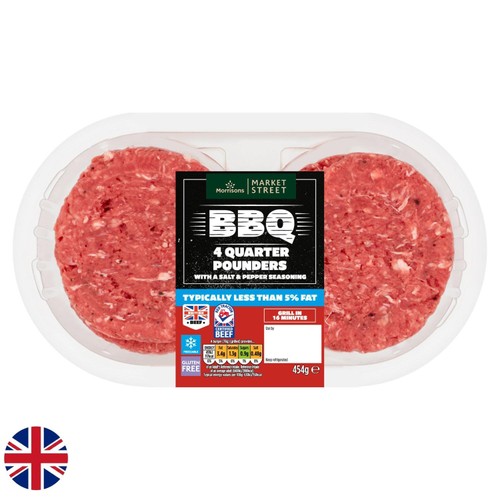 Morrisons 5 Fat 4 British Beef Quarter Pounders