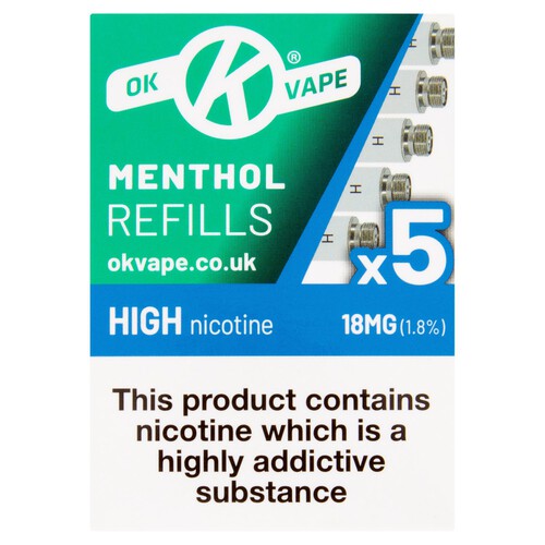 Ok Vape Menthol High E-Cigarette Refills 18mg 